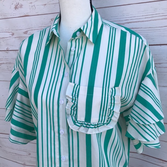 Green & White Stripe Blouse by a.n.d eawy - Picture 2 of 7